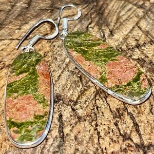 Unakite Jasper Earrings 1 1/2”